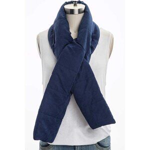 Puffy Quilted Loop Through Scarf - Navy